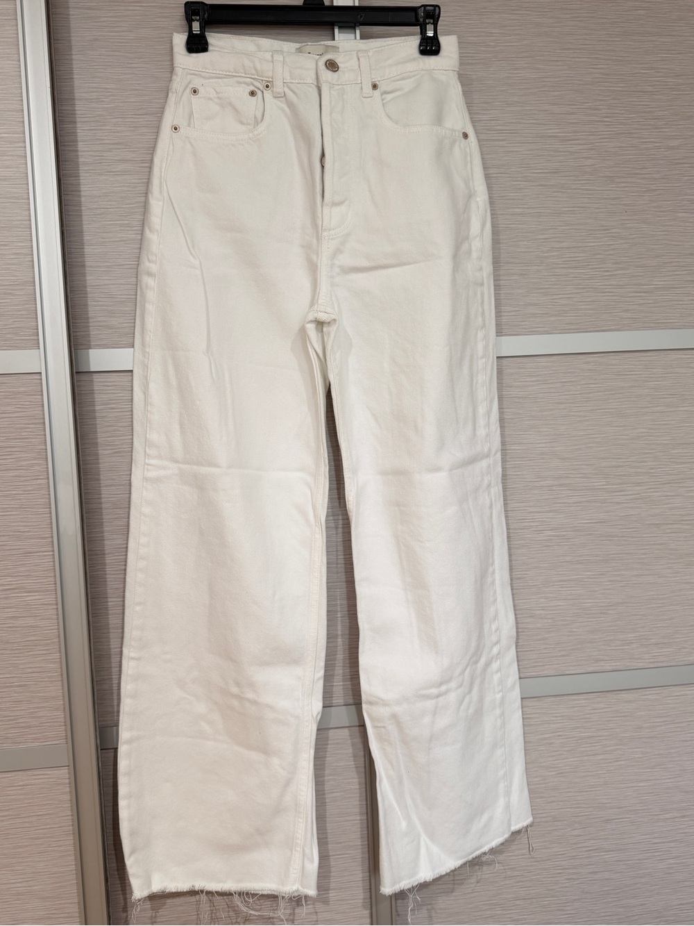 TRIARCHY White Denim Wide Leg Cotton Pants in sz. 26